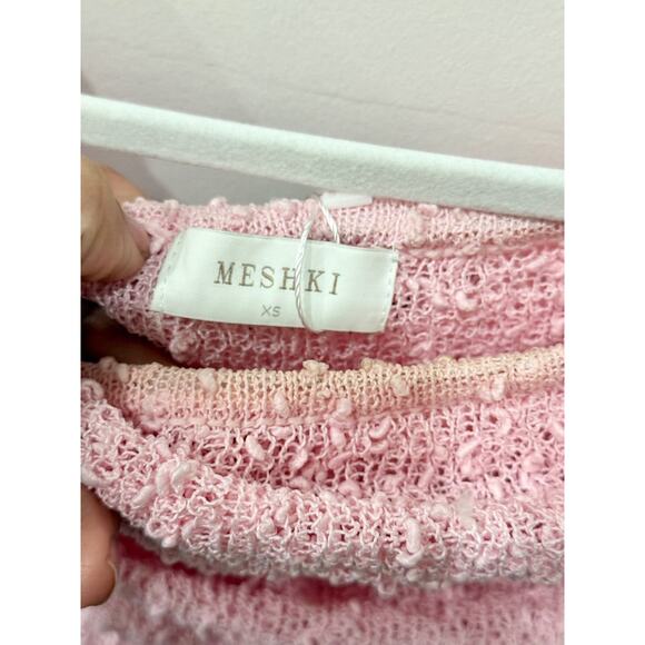 Meshki Marisol Off-Shoulder Boucle Bodycon Mini Dress Baby Pink Women's Size XS - Picture 5 of 6